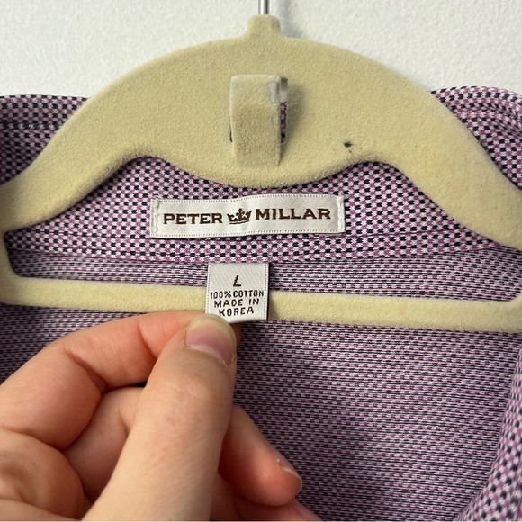 Peter Millar Polo Kierland Golf Club Embroidery size L purple white check cotton - Picture 4 of 8